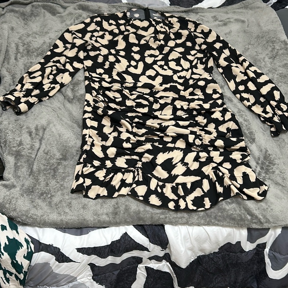 Chic Black and Cream Animal Print Dress
